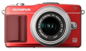 olympus e-pm2 mirrorless digital camera with 14-42mm lens (red) (old model)
