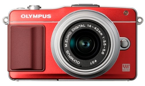 Olympus E-PM2 Mirrorless Digital Camera with 14-42mm Lens (Red) (Old Model)