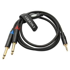 JOMLEY 1/8 Stereo to Dual 1/4 Mono Cable, 3.5mm TRS to Dual 1/4" TS Stereo Breakout Cable - 3.3ft