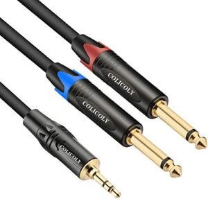 jomley 1/8 stereo to dual 1/4 mono cable, 3.5mm trs to dual 1/4″ ts stereo breakout cable – 3.3ft