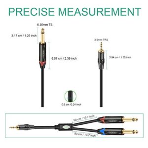 JOMLEY 1/8 Stereo to Dual 1/4 Mono Cable, 3.5mm TRS to Dual 1/4" TS Stereo Breakout Cable - 3.3ft