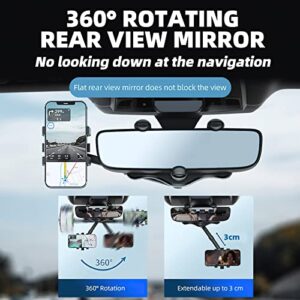 360° Rotatable and Retractable Car Phone Holder Mount Rearview Mirror Phone Holder for Car Rear View Mirror Mount Stand Multifunctional Adjustable Universal Phone GPS Holder for Mobile Phones