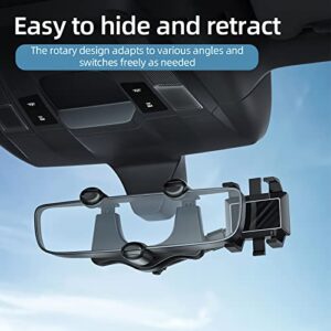 360° Rotatable and Retractable Car Phone Holder Mount Rearview Mirror Phone Holder for Car Rear View Mirror Mount Stand Multifunctional Adjustable Universal Phone GPS Holder for Mobile Phones