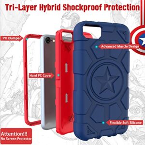 TIMISM iPod Touch 7th Generation Case, iPod Touch 6th/5th Generation Case, Heavy Duty Shockproof Protective iPod Touch Cover for Kids Boys Children, Navy Blue+Red