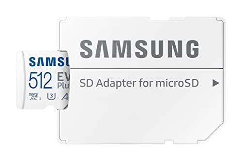 SAMSUNG EVO Plus w/ SD Adaptor 512GB Micro SDXC, Up-to 130MB/s, Expanded Storage for Gaming Devices, Android Tablets and Smart Phones, Memory Card, MB-MC512KA/AM, 2021