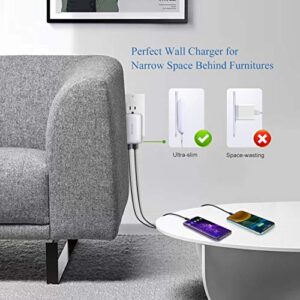 USB Wall Plug, Excgood Flat USB Wall Charger Smart Slim USB Plug for Wall Outlet Compatible with iPhone 14 Pro Max/13/12/11/Xr/Xs/X, Galaxy A03s/A13/A12/S22/S21/S20/10/9/8, Webcam, 2-Pack,White