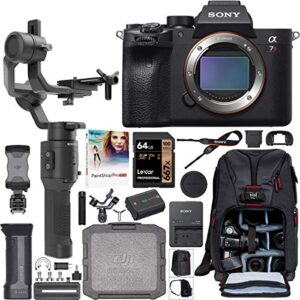 sony a7r iv full-frame mirrorless interchangeable lens camera body ilce-7rm4 61.0mp filmmaker’s kit with dji ronin-sc 3-axis handheld gimbal stabilizer bundle + deco photo backpack + 64gb + software