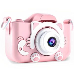 kids camera toy usb rechargeable hd kids camera with 400mah battery and 2 inch lcd screen multifunctional mini children video camera with 6 filter effects for 3-8 years old boys girls(pink)