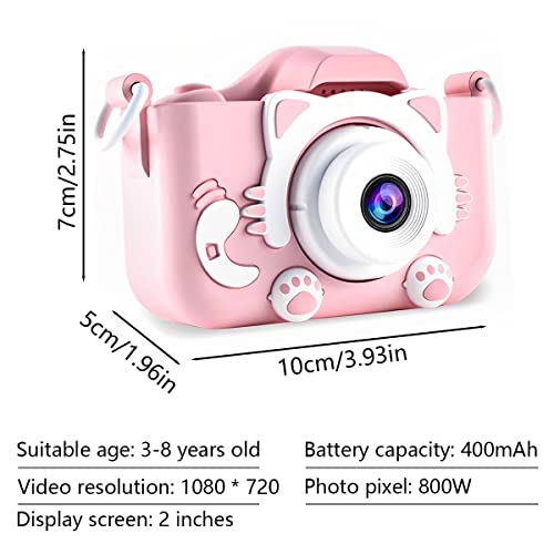 Kids Camera Toy USB Rechargeable HD Kids Camera with 400mAh Battery and 2 Inch LCD Screen Multifunctional Mini Children Video Camera with 6 Filter Effects for 3-8 Years Old Boys Girls(Pink)