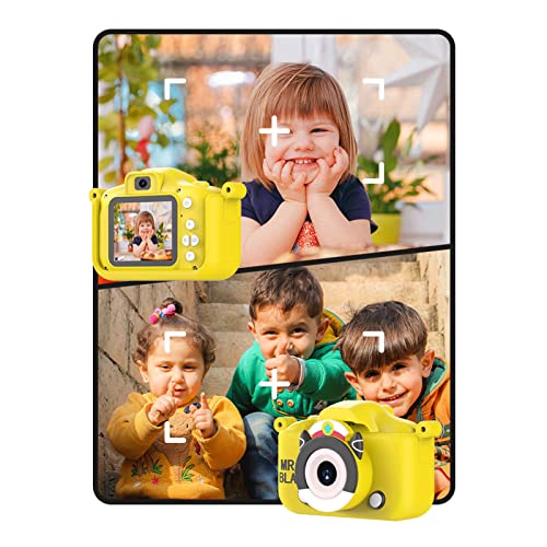 Kids Digital Camera with 32GB SD Card, Cute Compact Children Camera with 2in HD Screen, Portable Mini Child Cameras with 28 Fun Frames, Filters and Strap for 3‑10 Years Old Kids(Yellow+SD Card)
