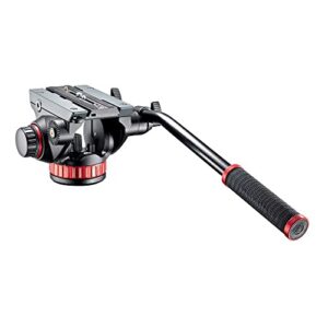manfrotto video head with flat base and fixed lever, video head for compact video cameras and dslr cameras, for filming, videography, content creation, vlogging, live streaming