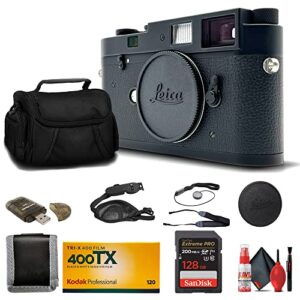 leica-m-a typ 127 digital rangefinder camera – black (10370) with 128gb extreme pro sd card + padded camera bag + memory card wallet & reader + neck strap + lens cap keeper + cleaning kit