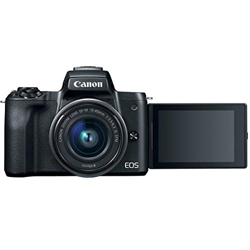 Canon EOS M50 Mirrorless Camera Video Creator Kit w/EF-M 15-45mm Lens, Black, Bundle with Rode VideoMic GO, Cam Bag, 32+16GB SD Card + Case, Filter Kit, Cleaning Kit, Mac Software Kit, Card Reader