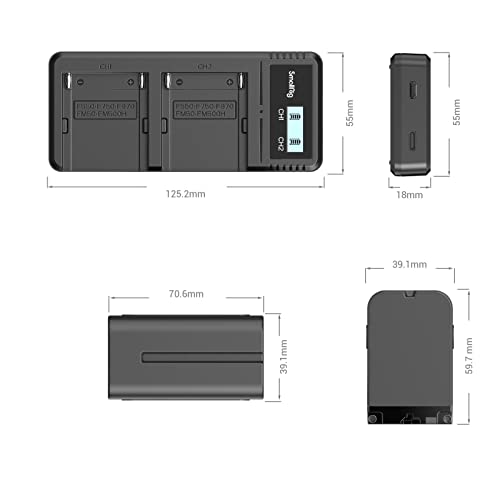 SmallRig NP-F970 Replacement Batteries (2 Pack) & Fast Charger USB Dual Charger for Sony NP-F970 NP-F960 NP-F950 NP-F930 NP-F550 NP-F570 NP-F750 Batteries, for Sony Camcorders, Other Monitors - 3823