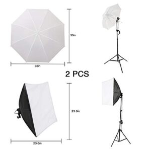 2.6 x 2M/8.5 x 6.5FT Background Support System and 5500K Umbrellas Softbox Continuous Lighting Kit for Photo Studio Product Portrait and Video Shoot Photography