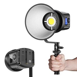 raleno 80w led studio video light, continuous lighting with 5600k 7200lux@1m cri 95+ brightness adjustable, efficiency cooling fan and bowens mount, for youtube outdoor video recording photography