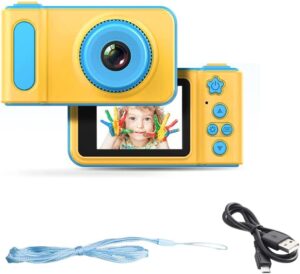 edealz full 1080p kids selfie hd compact digital photo and video rechargeable camera with 2″ lcd screen, video games and micro usb charging (blue, camera only)