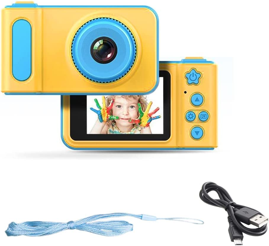 eDealz Full 1080P Kids Selfie HD Compact Digital Photo and Video Rechargeable Camera with 2" LCD Screen, Video Games and Micro USB Charging (Blue, Camera Only)