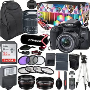 camera bundle for canon eos 850d / rebel t8i dslr camera with ef-s 18-55mm f/4-5.6 is stm + microphone with video kit accessories (32gb, tripod, flash, and more)