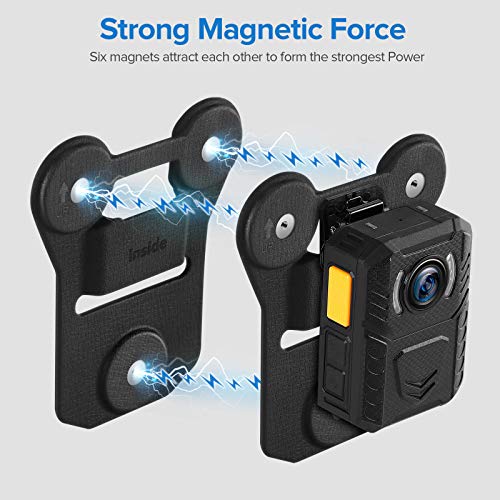 BOBLOV Body Camera Magnet Mount, 6pcs/8pcs Magnets Optional, Universal Magnetic Suction Back Clip, Make from Black Silica,Stick to Clothes for Universal All Brand Body Camera (12x10cm)