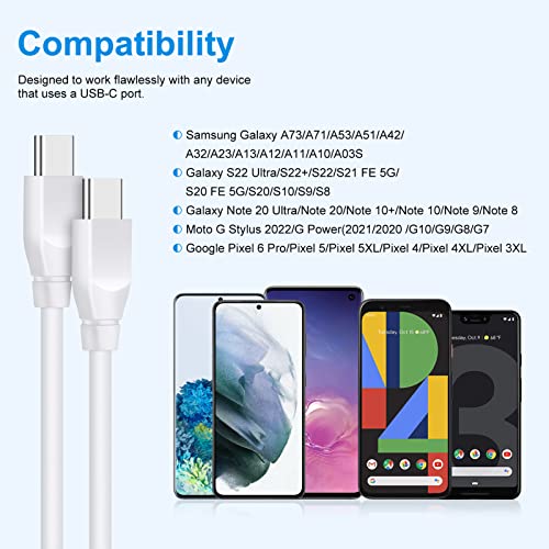 C Charger Cable for Google Pixel 6 Pro 6FT Fast Charging Cord 2Pack PD Power Cord for Google Pixel 7 7 Pro 6 Pro 6a 5a 5 4a 4xl 3a 3xl,Samsung Galaxy Z Fold 4,Z Flip 4,S23 S22,S21,S20,S10,A53,A13,A03S
