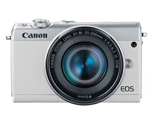 canon eos m100 mirrorless camera w/ 15-45mm lens & 55-200mm lens – wi-fi, bluetooth, and nfc enabled (white)