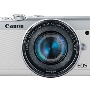 Canon EOS M100 Mirrorless Camera w/ 15-45mm Lens & 55-200mm Lens - Wi-Fi, Bluetooth, and NFC Enabled (White)