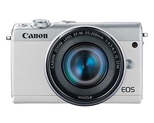 Canon EOS M100 Mirrorless Camera w/ 15-45mm Lens & 55-200mm Lens - Wi-Fi, Bluetooth, and NFC Enabled (White)