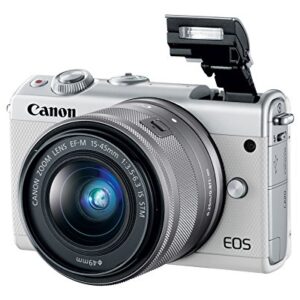 Canon EOS M100 Mirrorless Camera w/ 15-45mm Lens & 55-200mm Lens - Wi-Fi, Bluetooth, and NFC Enabled (White)