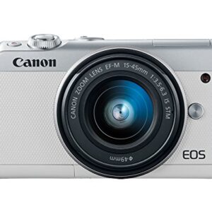 Canon EOS M100 Mirrorless Camera w/ 15-45mm Lens & 55-200mm Lens - Wi-Fi, Bluetooth, and NFC Enabled (White)