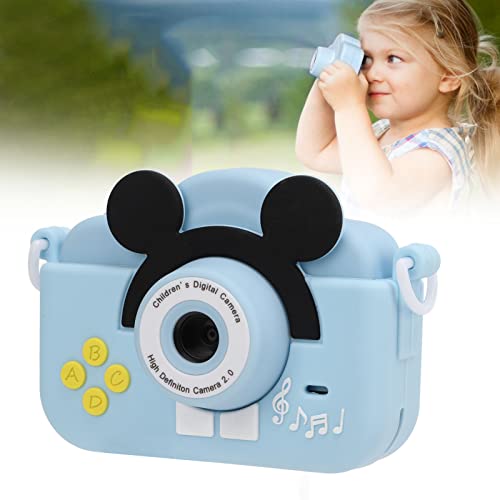 AUHX Kids Cartoon Camera Toy, 2MP Multifunctional 2 Inch Screen High Definition ABS Mini Digital Children Camera for Gifts(Sky Blue)