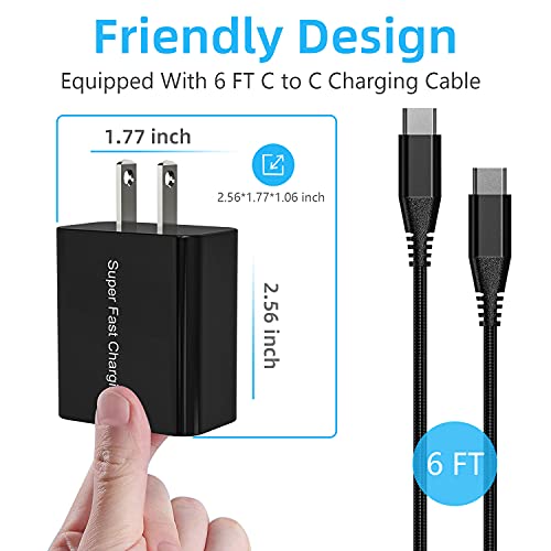 25W USB C Charger and Cable for Samsung Galaxy S23 S20 S21 S22 Ultra FE/A52 A53 5G/A51 A71 A13 A23,Tab S7/S8,Note 10/10 Plus/20 Ultra,Pixel 7 5 XL 6,Super Fast Charging Block Wall Power Adapter Plug