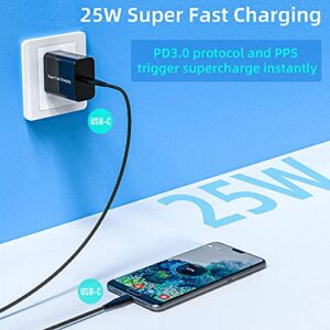 25W USB C Charger and Cable for Samsung Galaxy S23 S20 S21 S22 Ultra FE/A52 A53 5G/A51 A71 A13 A23,Tab S7/S8,Note 10/10 Plus/20 Ultra,Pixel 7 5 XL 6,Super Fast Charging Block Wall Power Adapter Plug