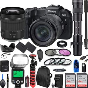camera bundle for canon eos rp mirrorless camera with rf 24-105mm f/4-7.1 is stm, 420-800mm f/8 manual telephoto zoom lens extra battery, ttl flash, 128gb high speed memory card + accessories kit