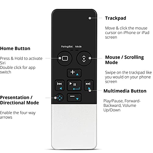 TNP Bluetooth Remote Control for iPad iPhone - Trackpad Media Presenter for iOS Mac Android Tablet PC - Wireless Camera Shutter, Media Button, Presentation Clicker, iPad Air Pro, MacBook Pro Mini M1