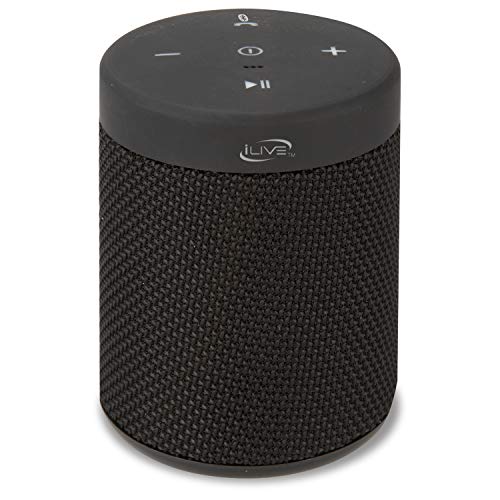 iLive Waterproof Fabric Wireless Speaker, 2.56 x 2.56 x 3.4 Inches, Built-in Rechargeable Battery, Black (ISBW108B)