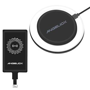 wireless charger charging pad with qi wireless charging receiver for iphone 7/7 plus/6s plus/6 plus/6s/6/5s/5/5c/se (included black qi receiver)