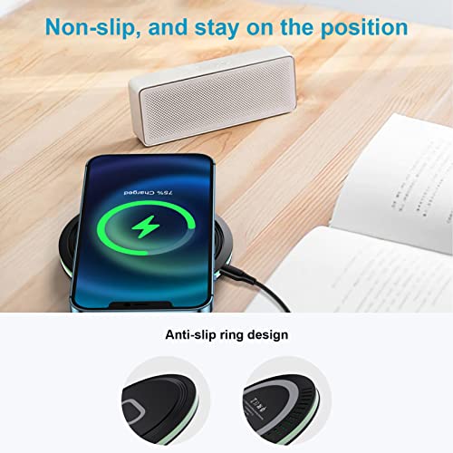 15W Wireless Charger Fast Charging Pad Compatible Samsung Galaxy S23 S22 S21 S20 Ultra 5G FE S10 S9 S8 S7 S6, Note 20 10 9 8, Z Fold4/3/2, Z Flip4/3, Google Pixel 7 Pro 6 5 4 3 XL, iPhone 14 13 12 11