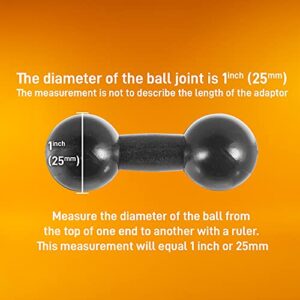 iBOLT 25mm / 1 inch to 25mm / 1 inch Composite Extension Ball Adapter for Industry Standard Dual Ball Socket mounting arms