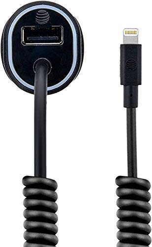 AT&T 4903G 3.4 Amp MFI Lightning Rapid Car Charger with Smart LED Charge Indicator for iPhone 8/7/X/SE/6s/6 Plus/6s Plus/7 Plus/8 Plus - Retail Packaging - Black