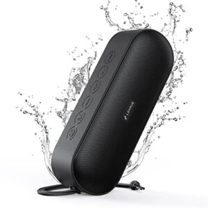lenrue 2022 upgraded portable bluetooth speakers, ipx7 waterproof wireless speaker with 20w stereo sound, rich bass, 20h playtime, built-in mic, tf card port, outdoor speaker for party pool camping