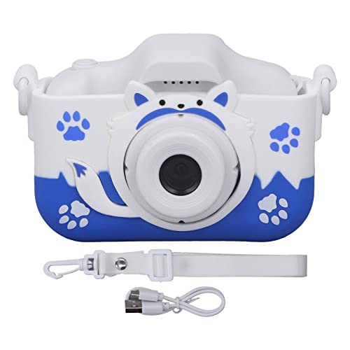 Kids Selfie Camera, Kids Camera Small Portable Blue Children's Cute Cartoon Fox Shape Four Filters Mini 40MP HD Digital Camera for Kid Gift