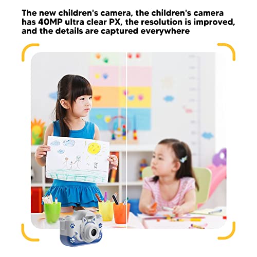 Kids Selfie Camera, Kids Camera Small Portable Blue Children's Cute Cartoon Fox Shape Four Filters Mini 40MP HD Digital Camera for Kid Gift