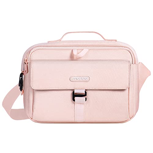 MOSISO Camera Bag Case, DSLR/SLR/Mirrorless Photography Camera Messenger Bag Compact Crossbody Padded Camera Shoulder Bag with Rain Cover Compatible with Canon/Nikon/Sony Camera and Lenses, Pink