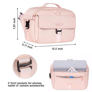 MOSISO Camera Bag Case, DSLR/SLR/Mirrorless Photography Camera Messenger Bag Compact Crossbody Padded Camera Shoulder Bag with Rain Cover Compatible with Canon/Nikon/Sony Camera and Lenses, Pink