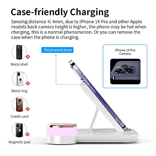 Wireless Charger, 4 in 1 Fast Wireless Charging Station Compatible with iPhone 14/13/12/11/Pro/XS/XR/X/SE/8/8 Plus, 18W Wireless Charger Stand Dock for Apple Watch Series7/ 6/5/4/3/2/ AirPods…