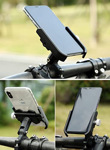 LINKEASE Aluminium Bike Phone Mount, Metal Motorcycle Phone Holder, Universal Bike Handlebar Phone Cradle, 360 Rotatable Compatible with 3.5-6.5 Inch iPhone & Android Cell Phones