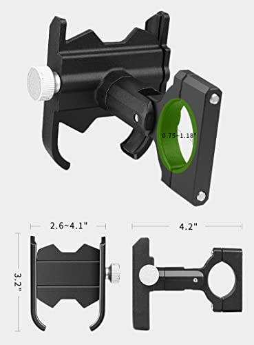 LINKEASE Aluminium Bike Phone Mount, Metal Motorcycle Phone Holder, Universal Bike Handlebar Phone Cradle, 360 Rotatable Compatible with 3.5-6.5 Inch iPhone & Android Cell Phones