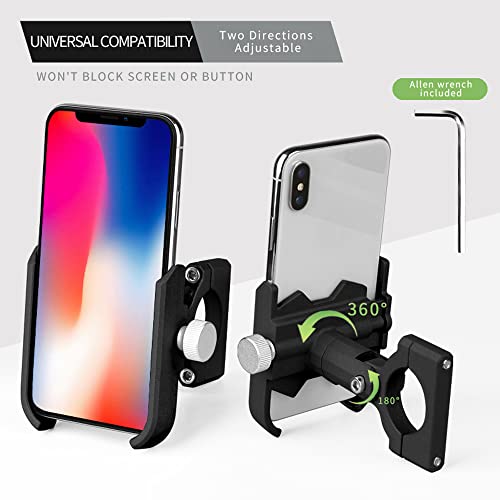 LINKEASE Aluminium Bike Phone Mount, Metal Motorcycle Phone Holder, Universal Bike Handlebar Phone Cradle, 360 Rotatable Compatible with 3.5-6.5 Inch iPhone & Android Cell Phones