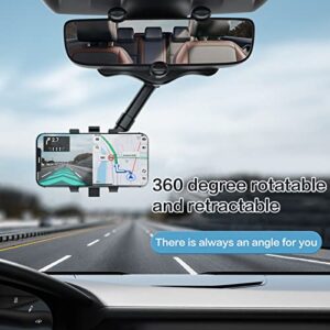 Rotatable and Retractable Car Phone Holder -2022 New Multifunctional Rearview Mirror Phone Holder for car, Universal 360 Degree Rotatable Rearview Mirror Phone Mount for All Mobile Phones (1PC)